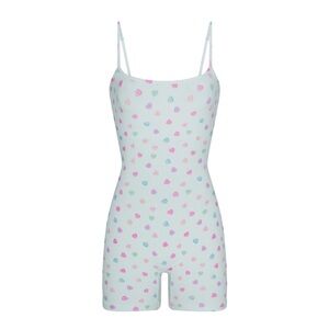 Skims Soft Lounge Scoop Cloud Candy Heart Print Onesie NWT